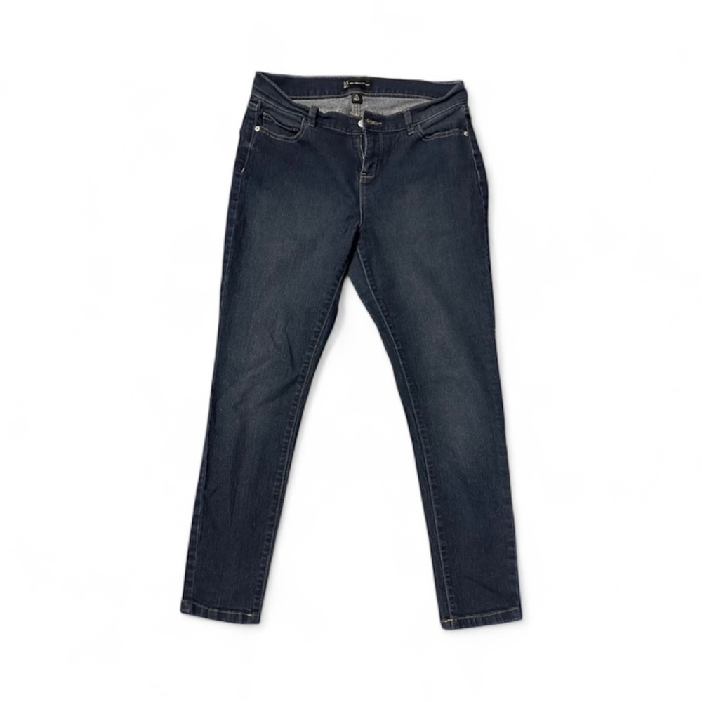 NY&Co. Womenโs Dark Blue Mid Rise Skinny Ankle Jeans 30W-27In-10P SoHo Line